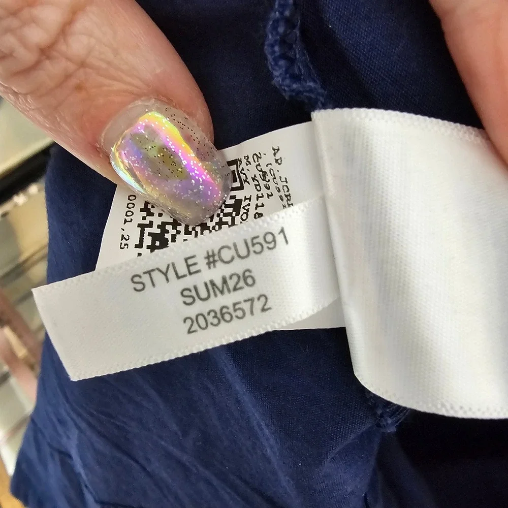 J.Crew Mixed-media Midi Dress Navy Blue White Striped Size Medium